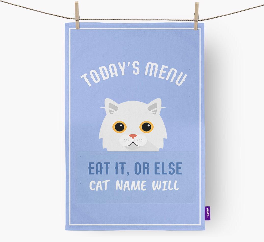 'Eat It, Or Else {dogsName} Will' - Personalized {breedFullName} Dish Towel