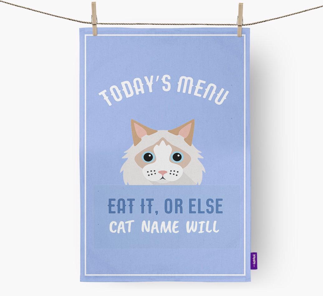 'Eat It, Or Else {dogsName} Will' - Personalized {breedFullName} Dish Towel