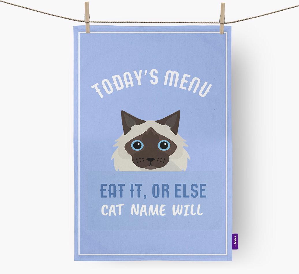 'Eat It, Or Else {dogsName} Will' - Personalized {breedFullName} Dish Towel