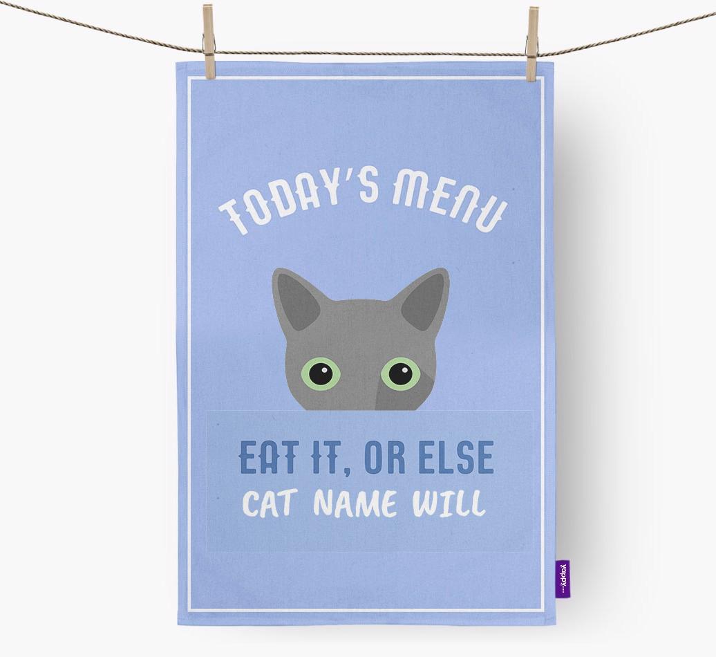 'Eat It, Or Else {dogsName} Will' - Personalized {breedFullName} Dish Towel