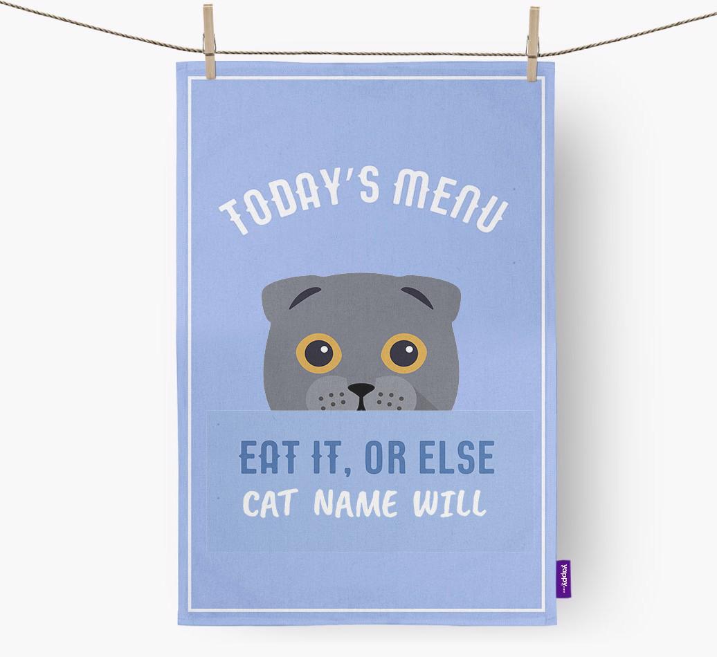 'Eat It, Or Else {dogsName} Will' - Personalized {breedFullName} Dish Towel