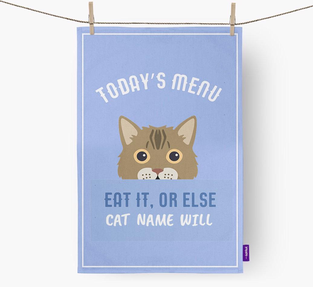 'Eat It, Or Else {dogsName} Will' - Personalized {breedFullName} Dish Towel