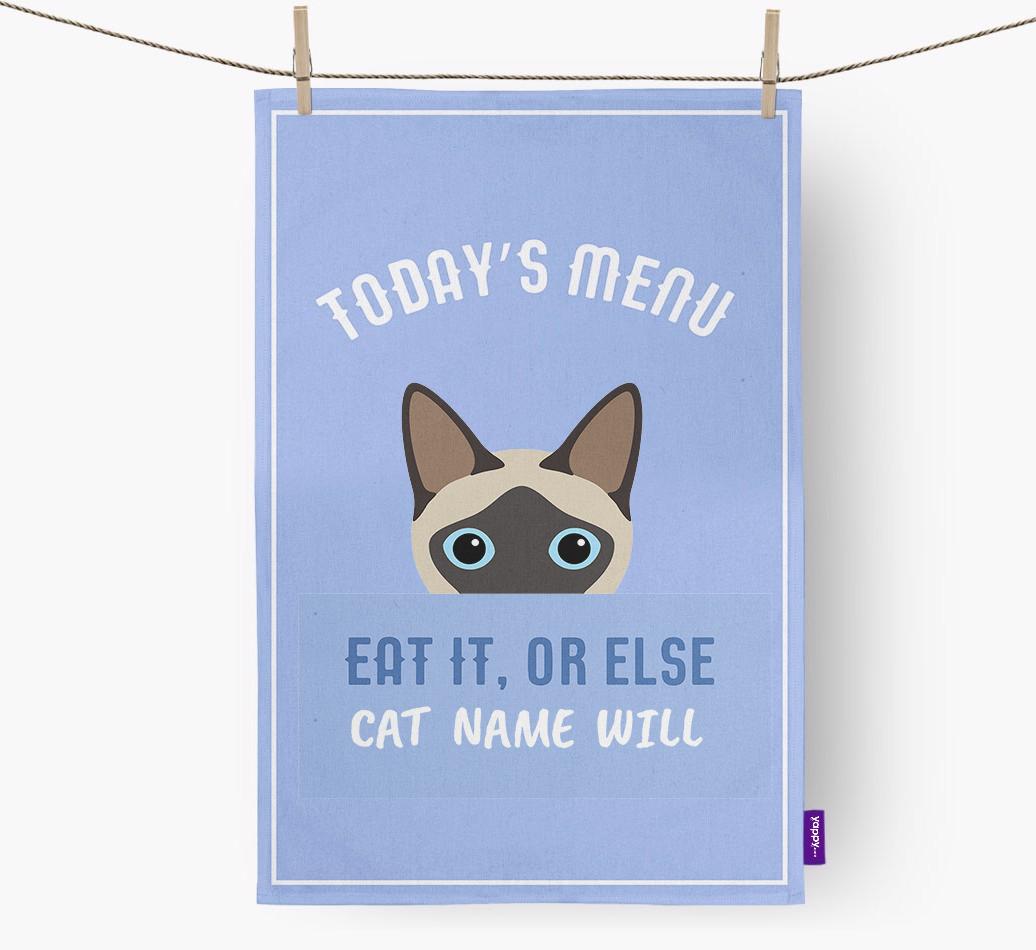 'Eat It, Or Else {dogsName} Will' - Personalized {breedFullName} Dish Towel