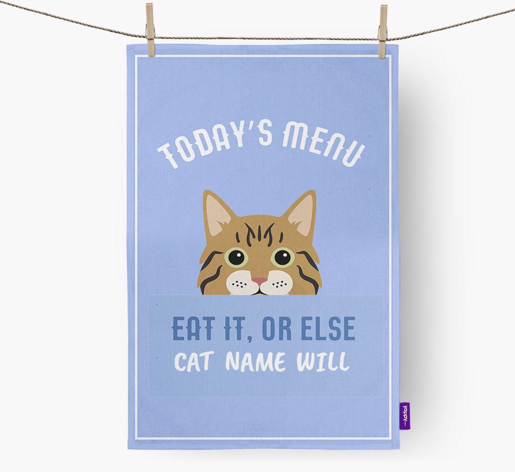 'Eat It, Or Else {dogsName} Will' - Personalized {breedFullName} Dish Towel