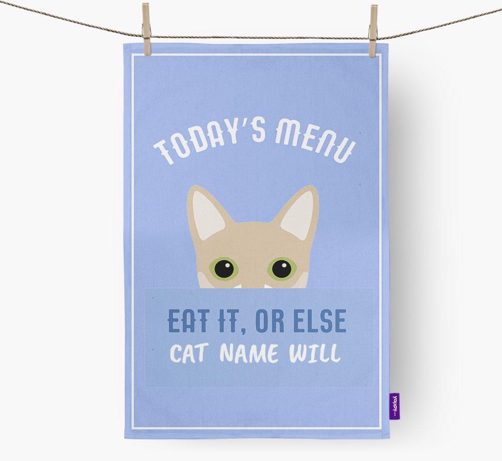 'Eat It, Or Else {dogsName} Will' - Personalized {breedFullName} Dish Towel