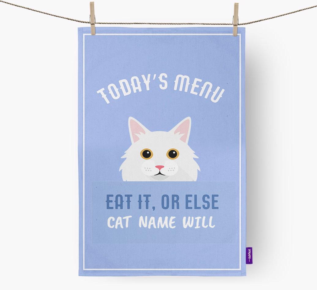 'Eat It, Or Else {dogsName} Will' - Personalized {breedFullName} Dish Towel