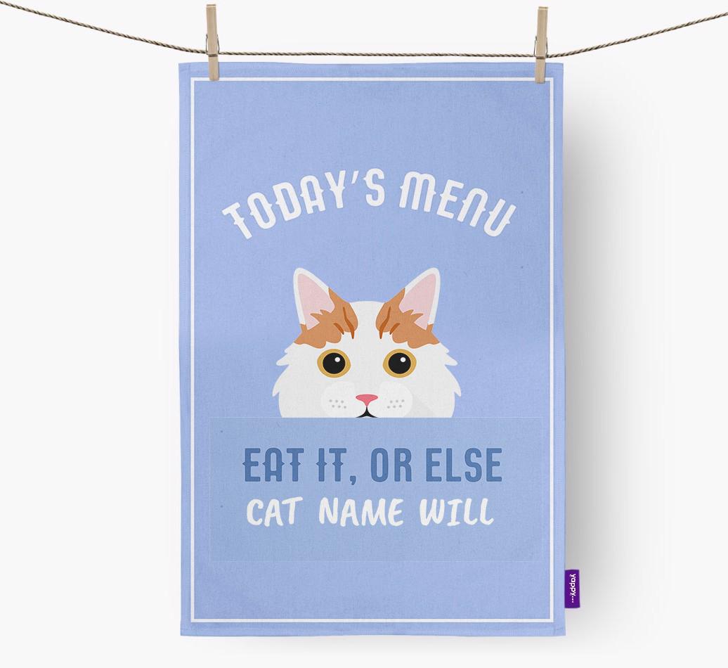 'Eat It, Or Else {dogsName} Will' - Personalized {breedFullName} Dish Towel
