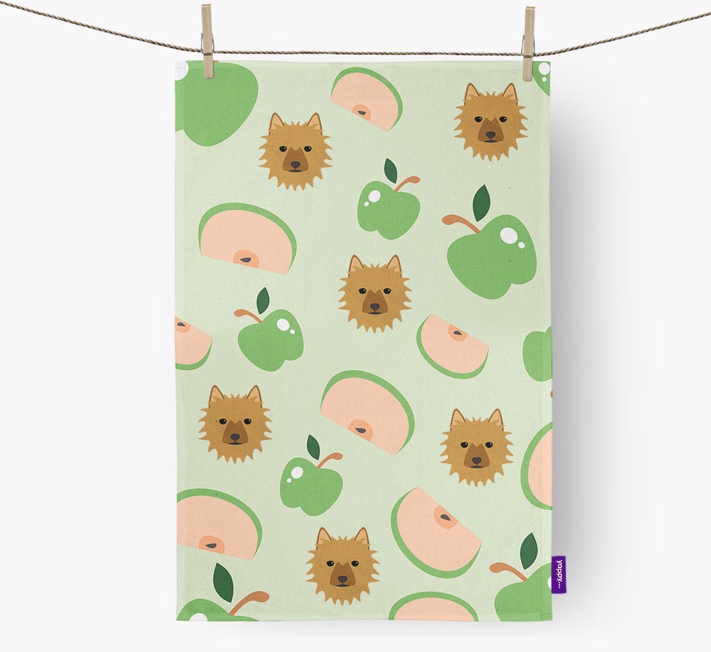 'Fruit Pattern' - Personalised {breedFullName} Tea Towel