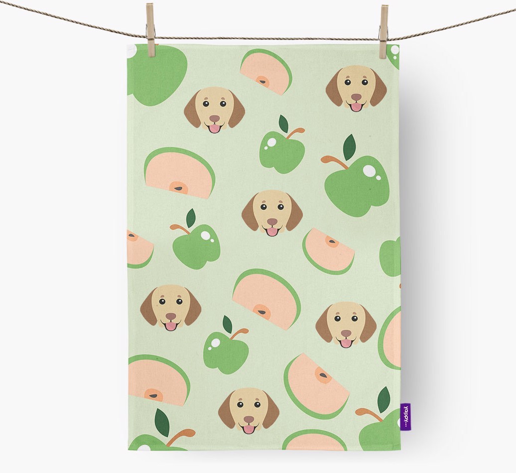 'Fruit Pattern' - Personalised {breedFullName} Tea Towel