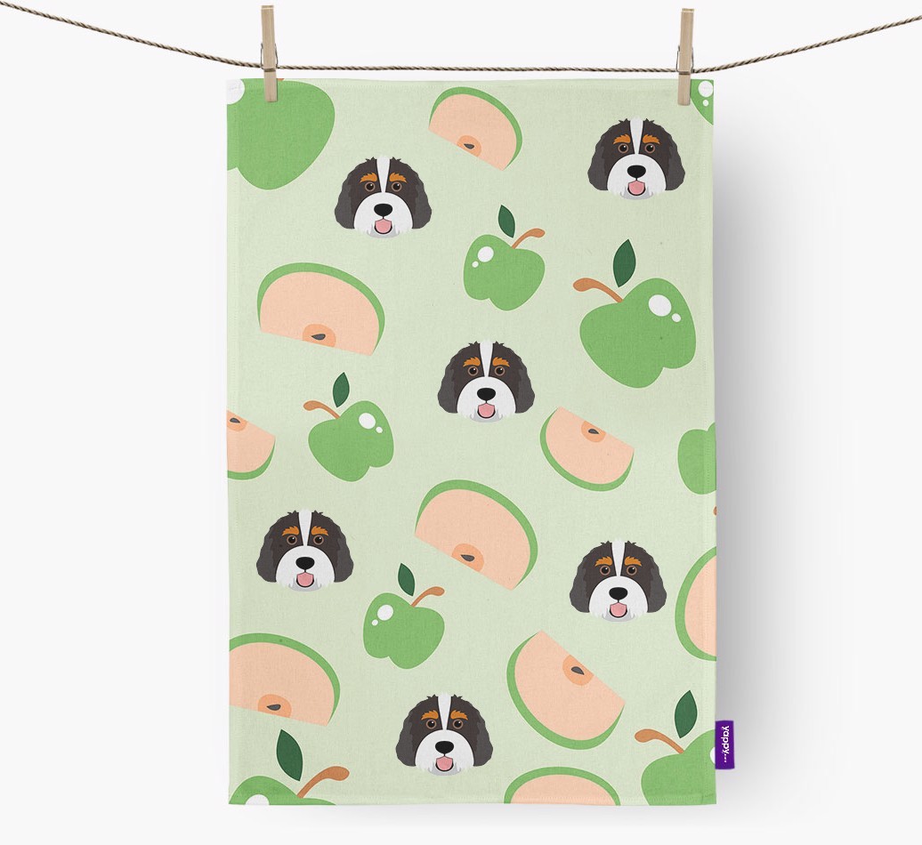 'Fruit Pattern' - Personalised {breedFullName} Tea Towel