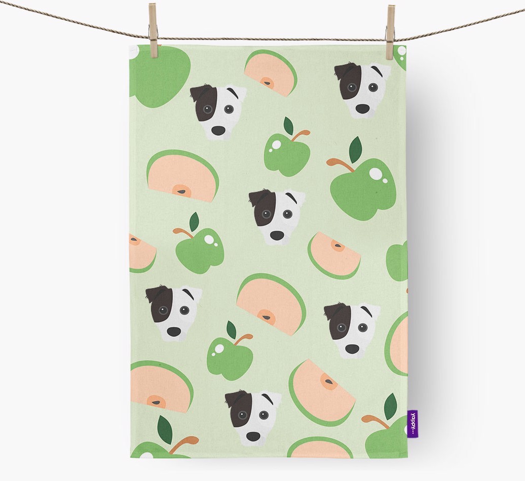 'Fruit Pattern' - Personalised {breedFullName} Tea Towel