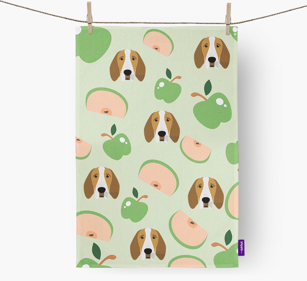 'Fruit Pattern' - Personalised {breedFullName} Tea Towel