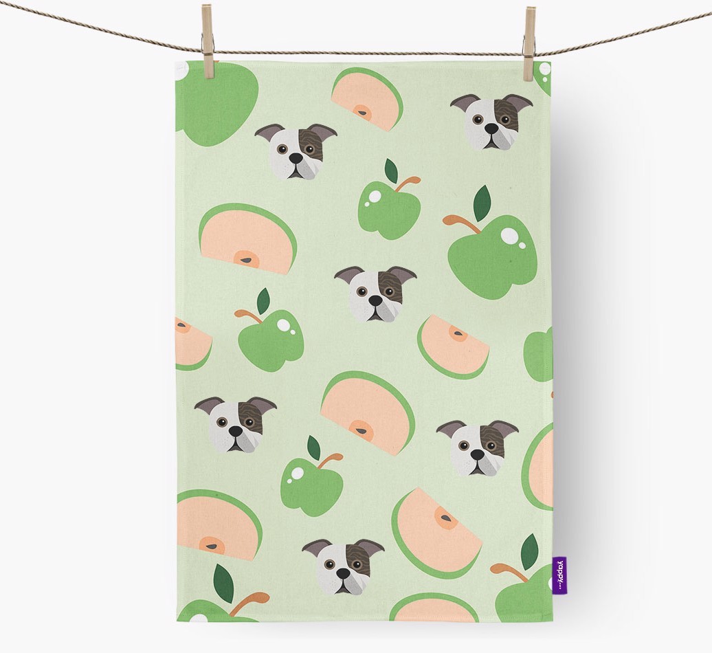 'Fruit Pattern' - Personalised {breedFullName} Tea Towel