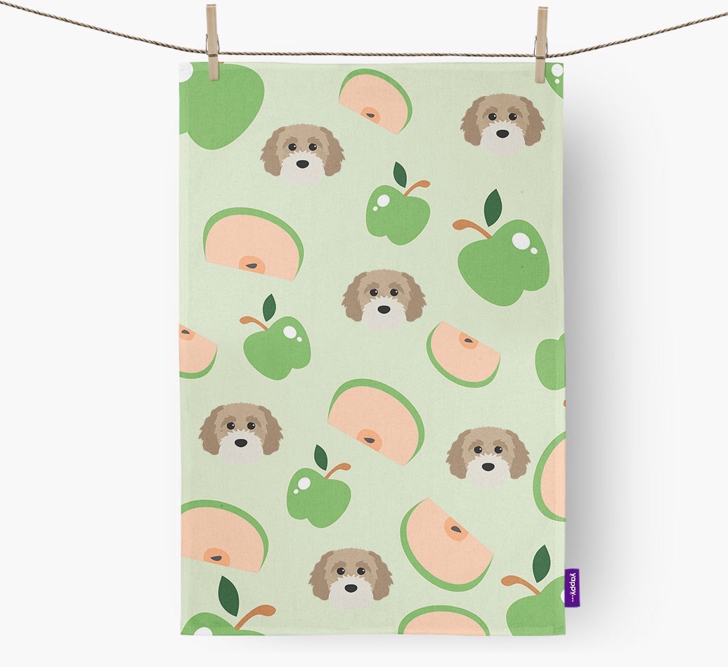 'Fruit Pattern' - Personalised {breedFullName} Tea Towel