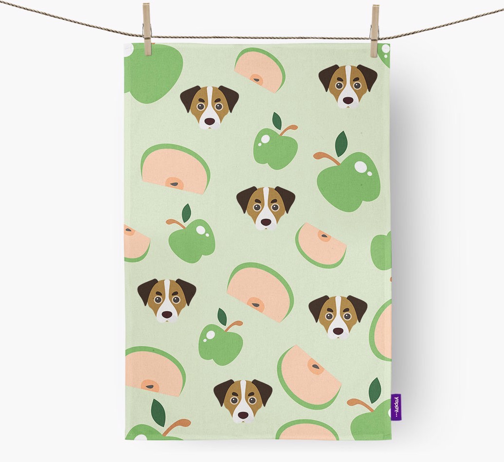 'Fruit Pattern' - Personalised {breedFullName} Tea Towel