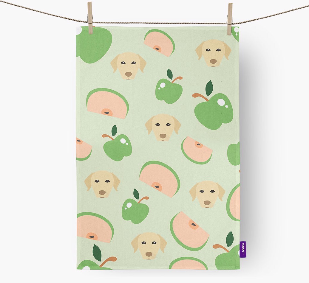 'Fruit Pattern' - Personalised {breedFullName} Tea Towel