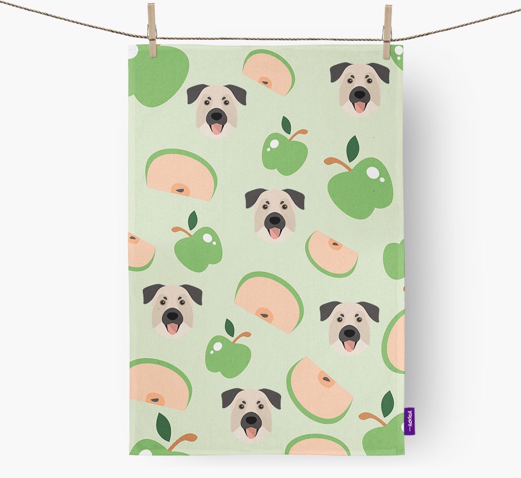 'Fruit Pattern' - Personalised {breedFullName} Tea Towel