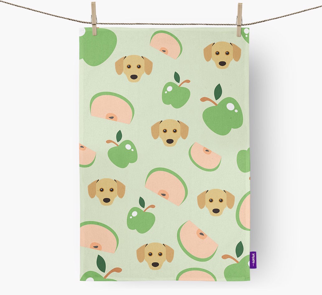 'Fruit Pattern' - Personalised {breedFullName} Tea Towel