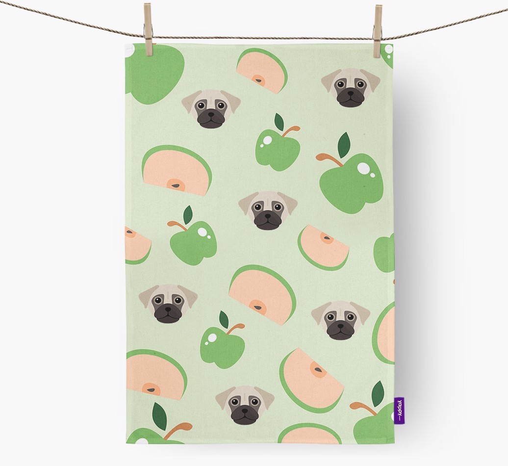 'Fruit Pattern' - Personalized {breedFullName} Tea Towel