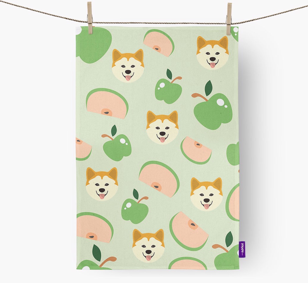 'Fruit Pattern' - Personalized {breedFullName} Tea Towel