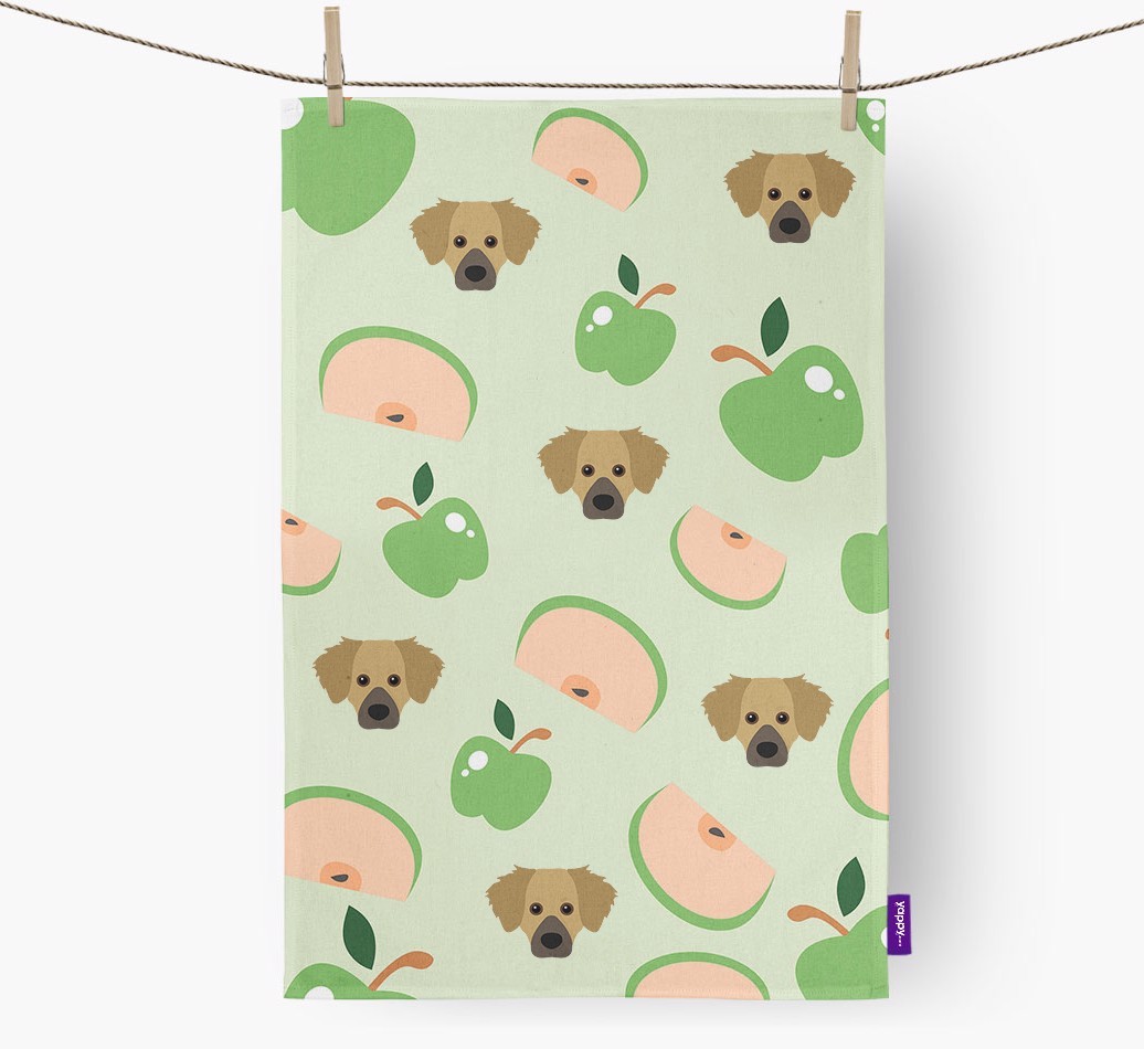'Fruit Pattern' - Personalised {breedFullName} Tea Towel