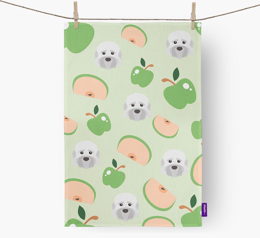 'Fruit Pattern' - Personalised {breedFullName} Tea Towel