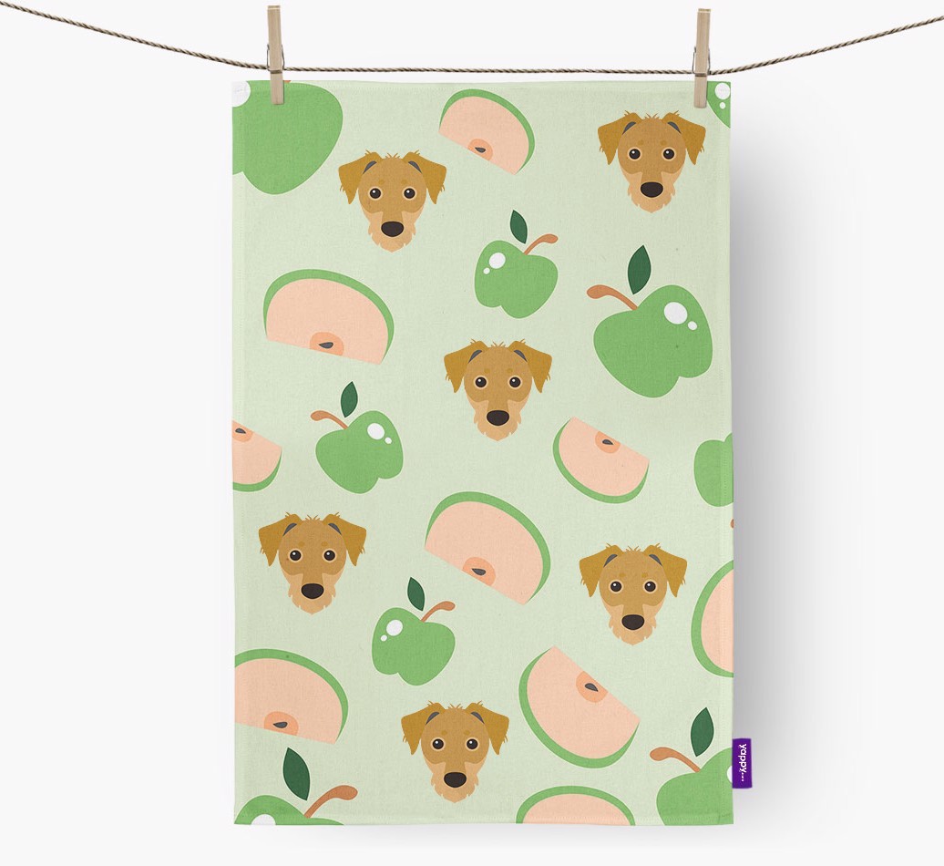 'Fruit Pattern' - Personalised {breedFullName} Tea Towel