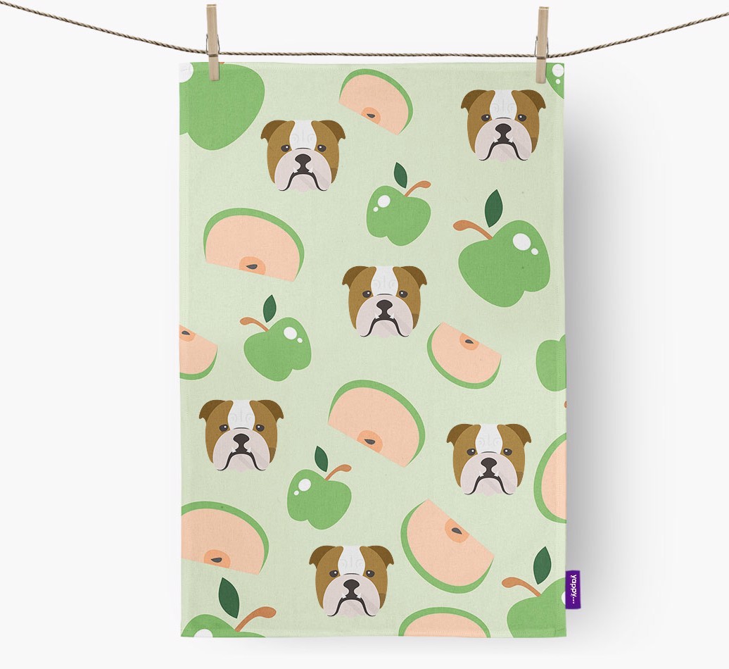 'Fruit Pattern' - Personalised {breedFullName} Tea Towel