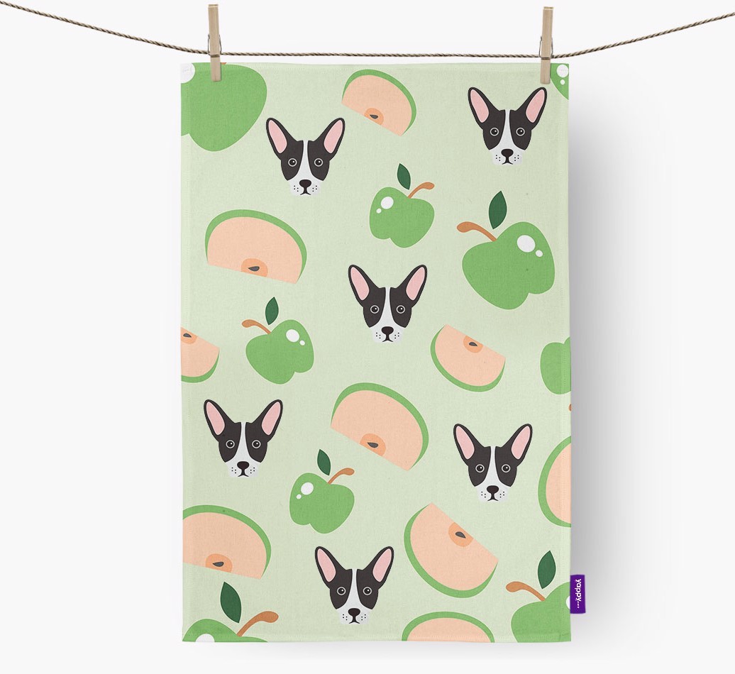 'Fruit Pattern' - Personalised {breedFullName} Tea Towel