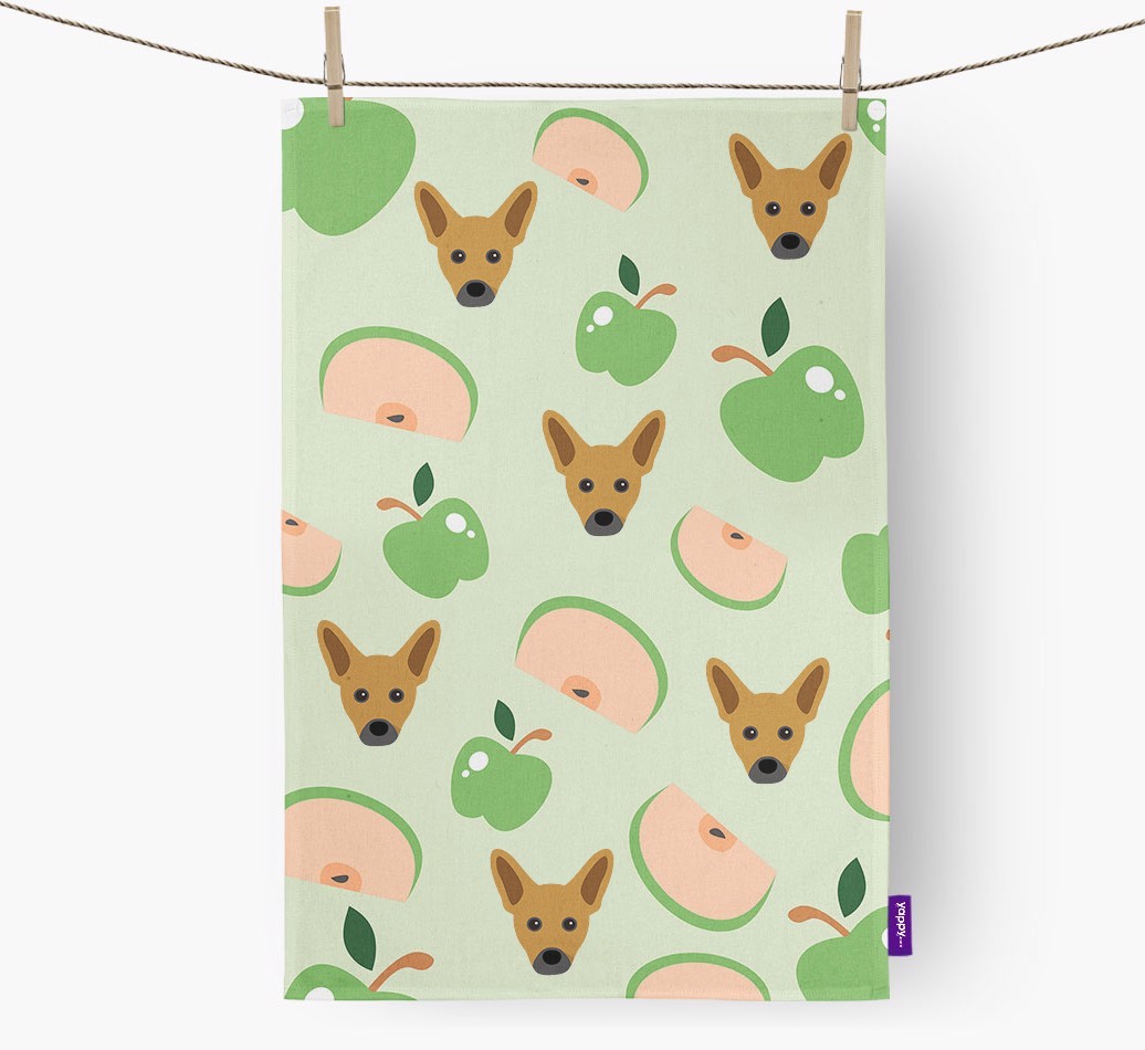 'Fruit Pattern' - Personalised {breedFullName} Tea Towel