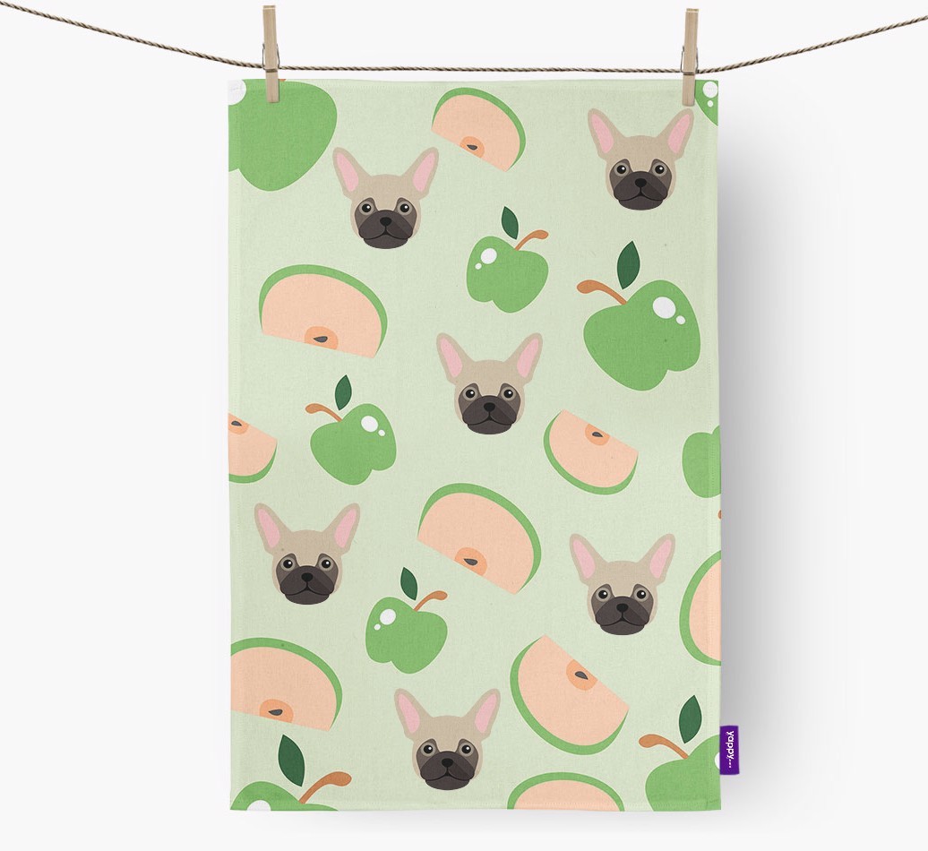 'Fruit Pattern' - Personalised {breedFullName} Tea Towel