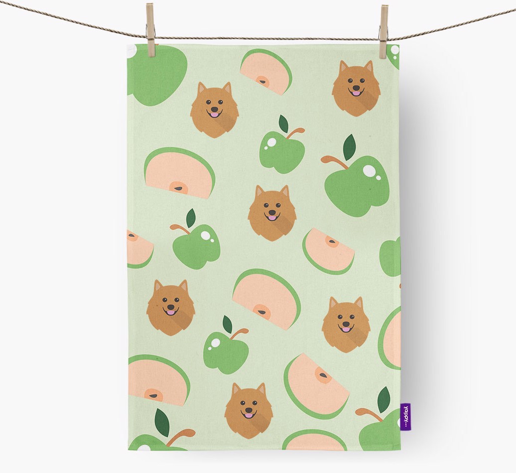 'Fruit Pattern' - Personalised {breedFullName} Tea Towel