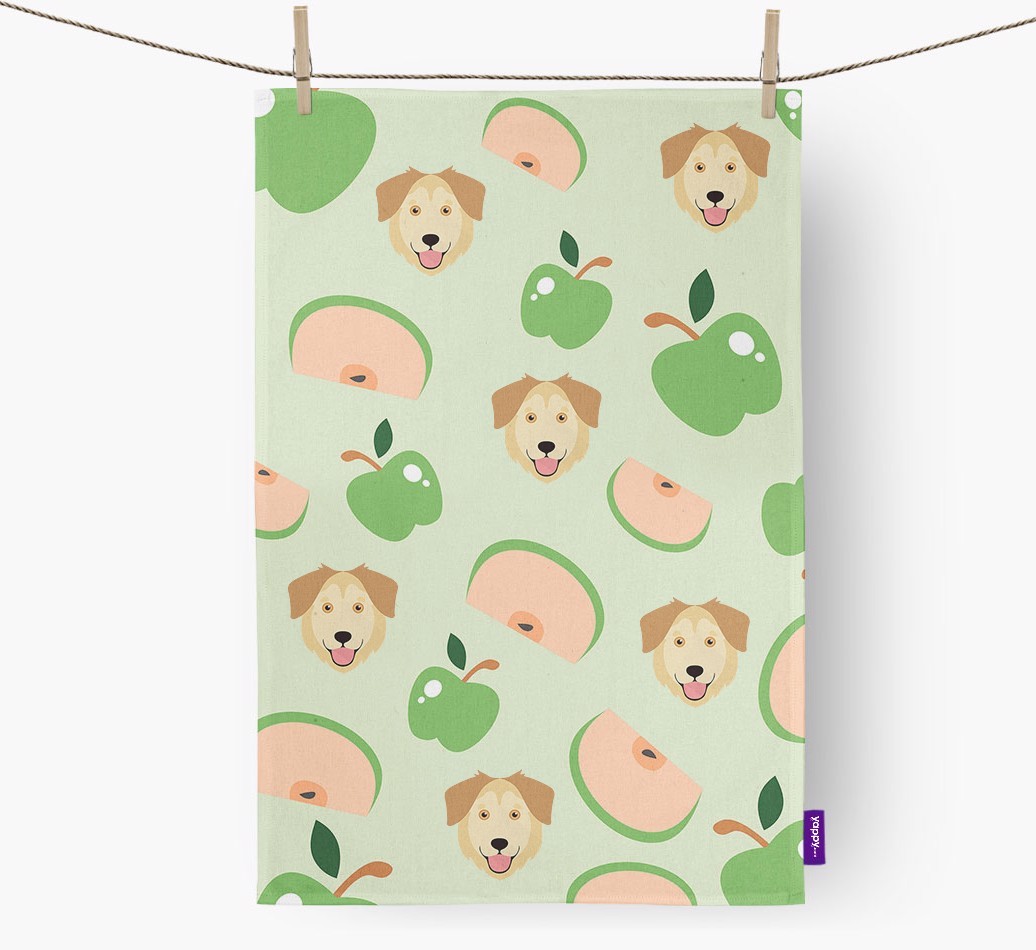 'Fruit Pattern' - Personalised {breedFullName} Tea Towel