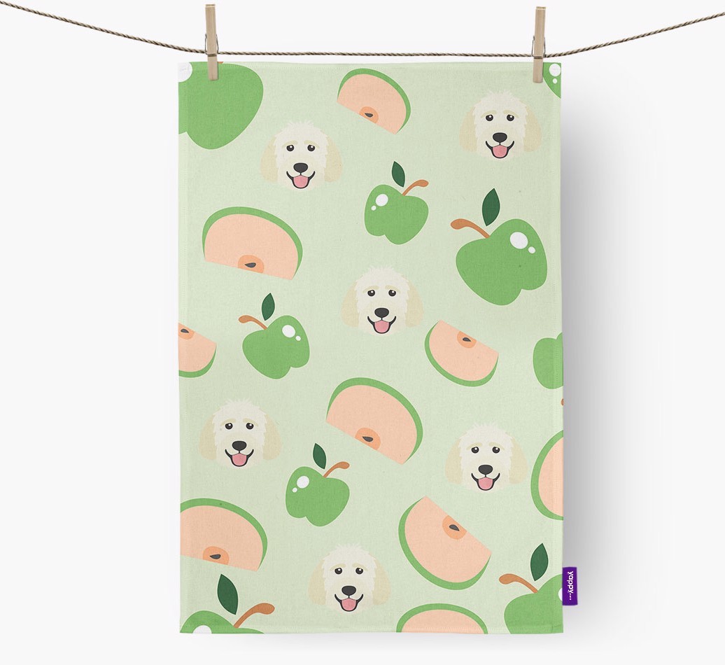 'Fruit Pattern' - Personalised {breedFullName} Tea Towel