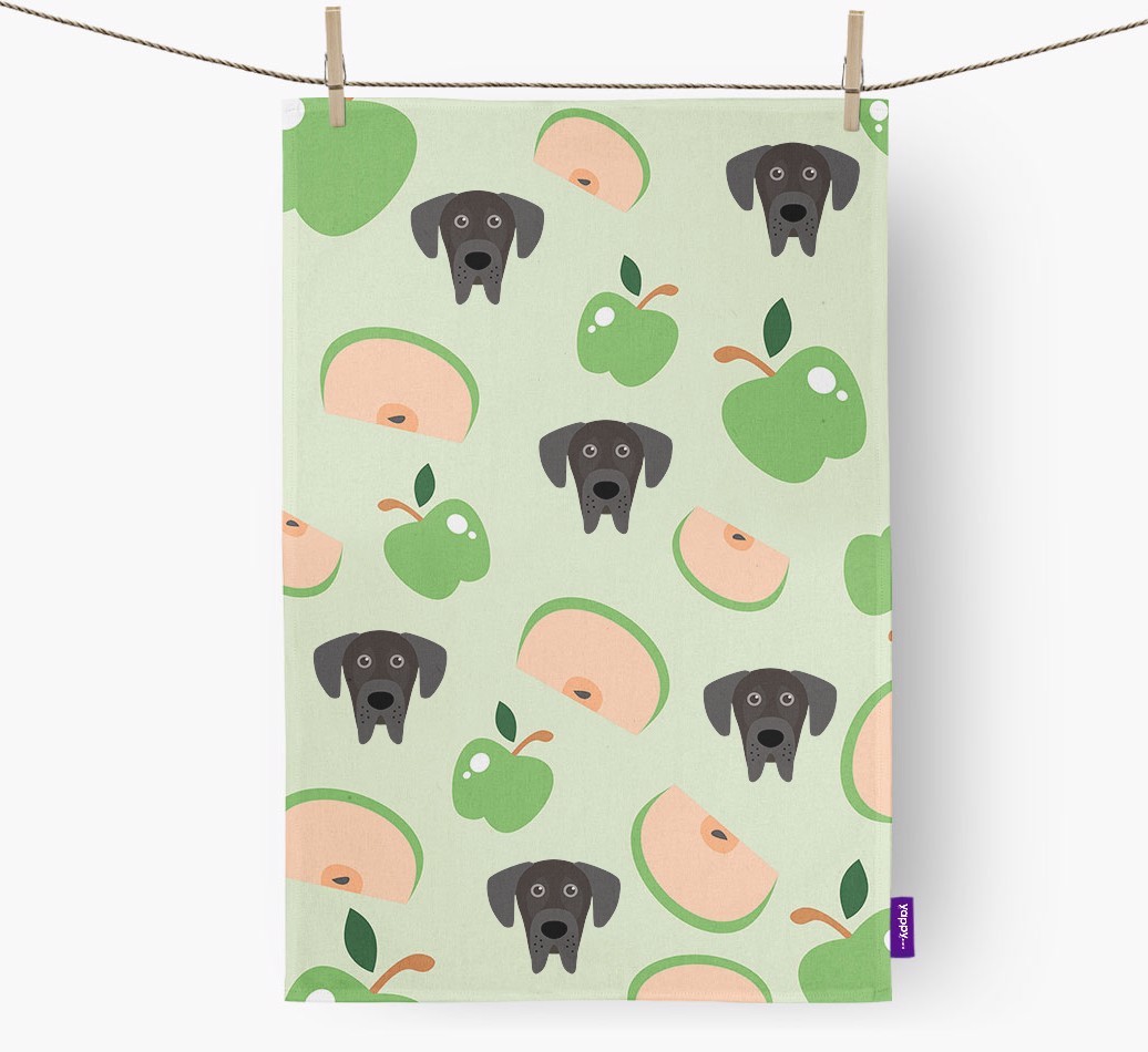 'Fruit Pattern' - Personalised {breedFullName} Tea Towel