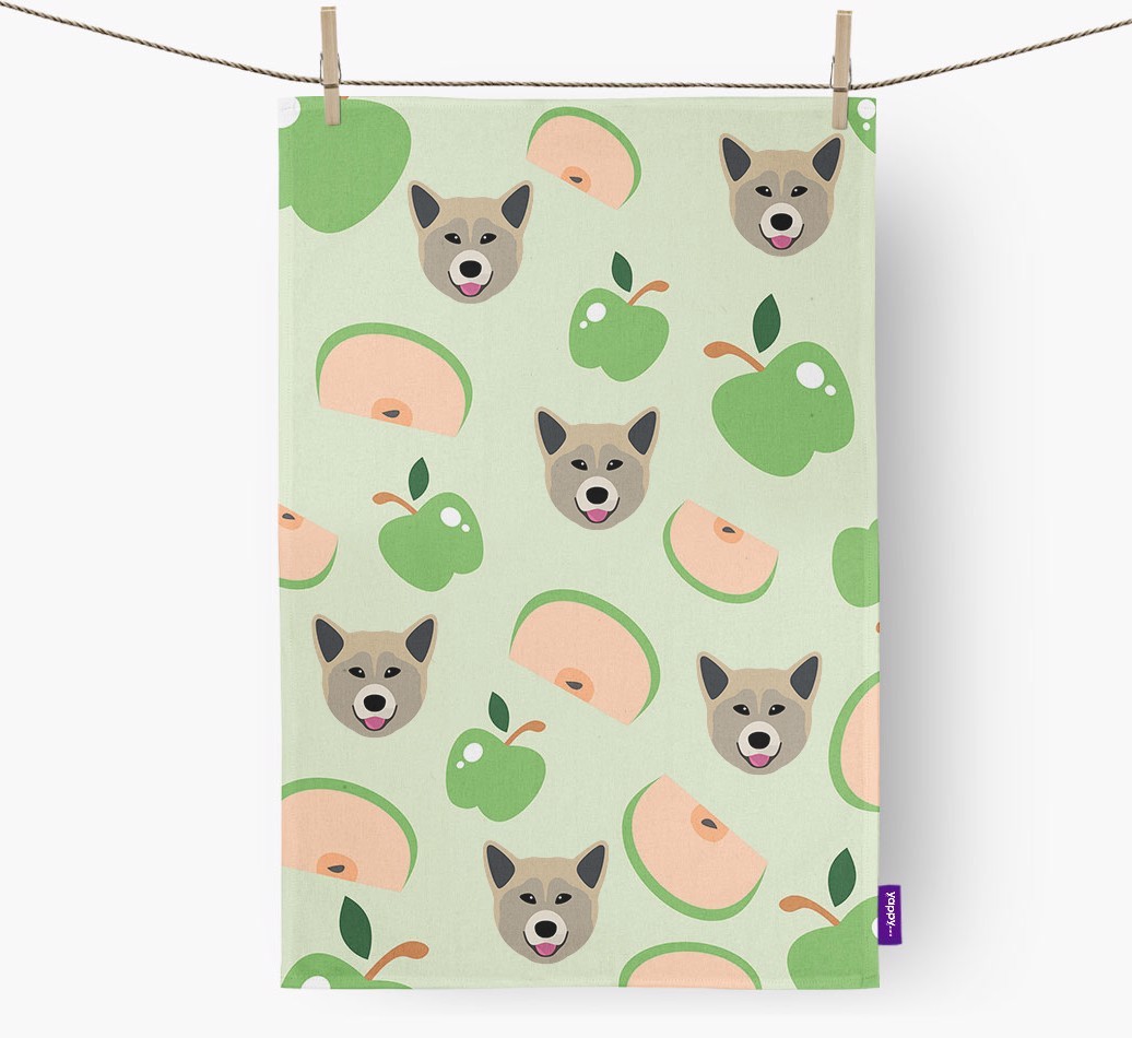 'Fruit Pattern' - Personalised {breedFullName} Tea Towel