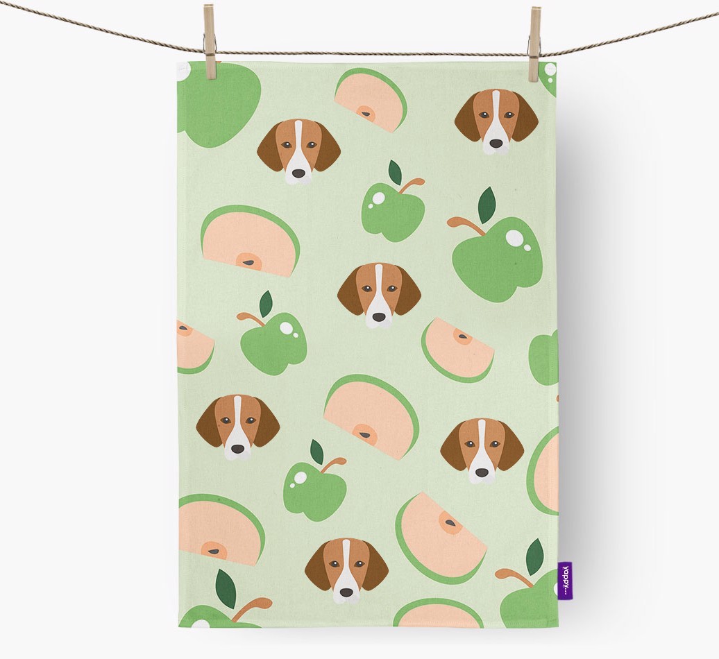 'Fruit Pattern' - Personalised {breedFullName} Tea Towel