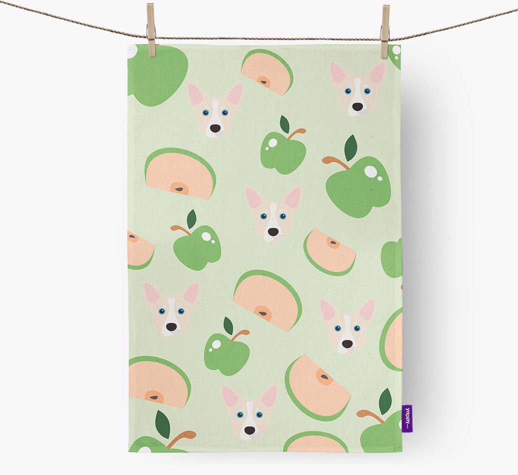 'Fruit Pattern' - Personalised {breedFullName} Tea Towel