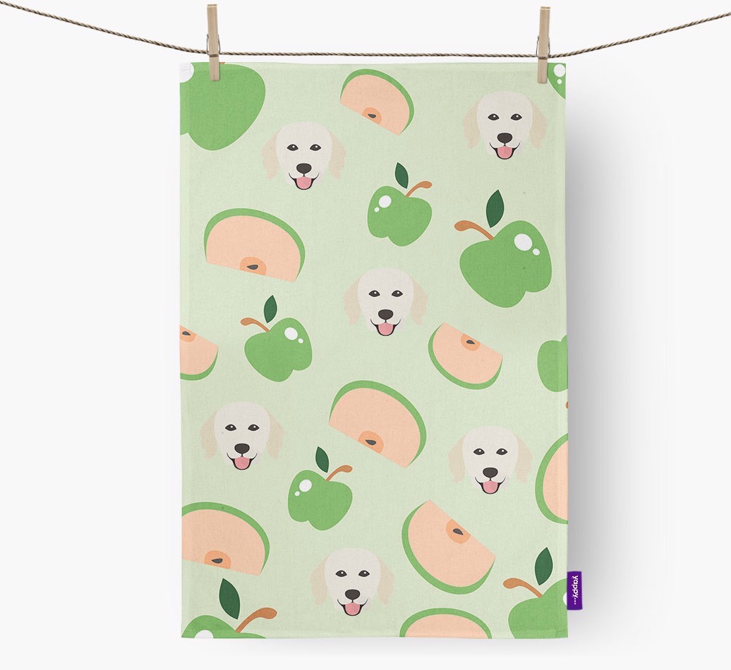 'Fruit Pattern' - Personalised {breedFullName} Tea Towel