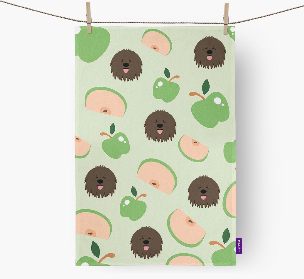 'Fruit Pattern' - Personalised {breedFullName} Tea Towel
