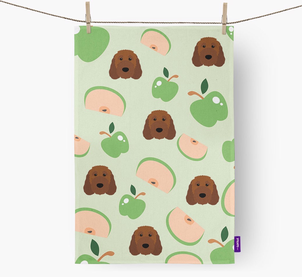 'Fruit Pattern' - Personalised {breedFullName} Tea Towel