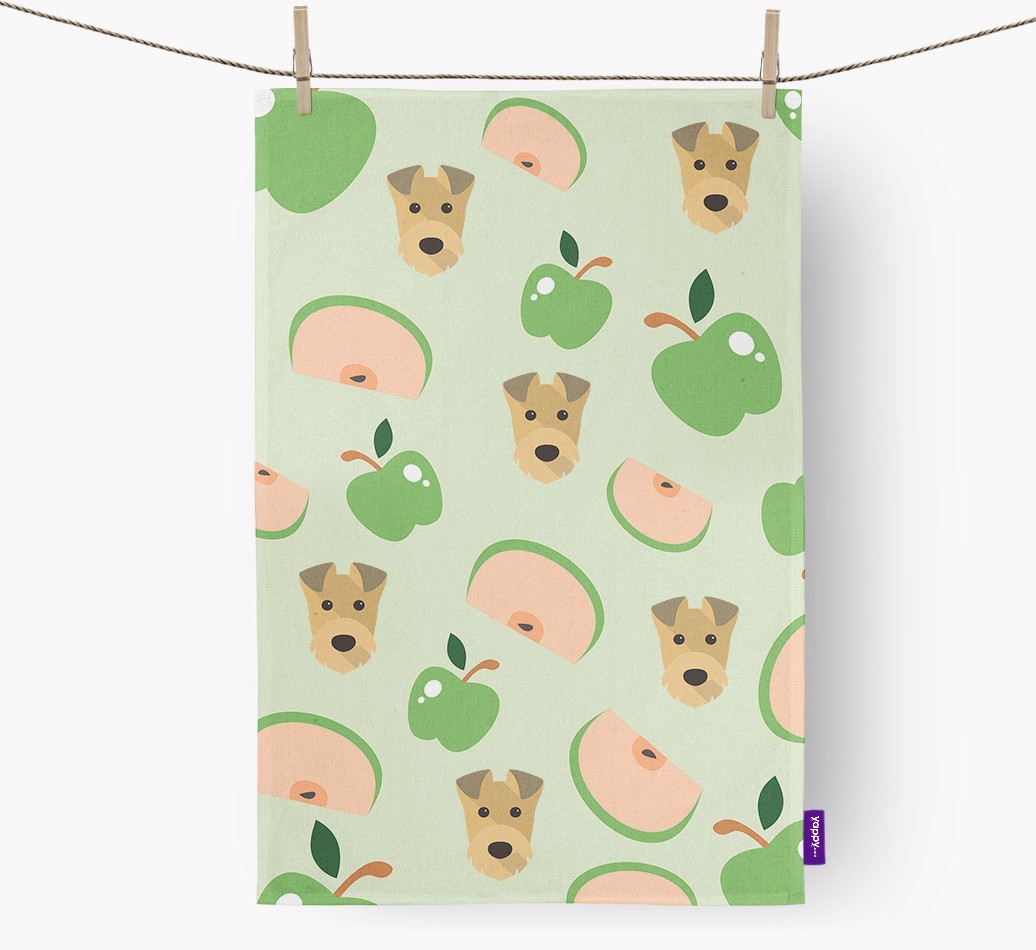 'Fruit Pattern' - Personalised {breedFullName} Tea Towel