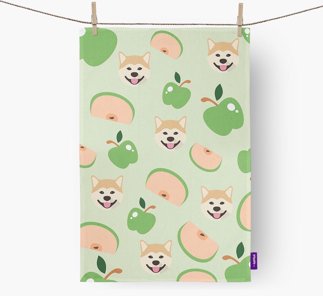 'Fruit Pattern' - Personalised {breedFullName} Tea Towel