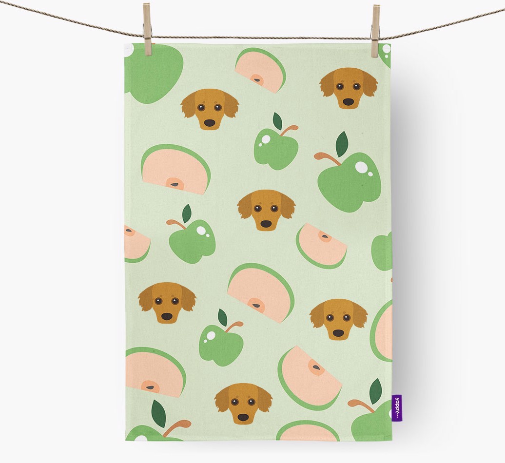 'Fruit Pattern' - Personalised {breedFullName} Tea Towel