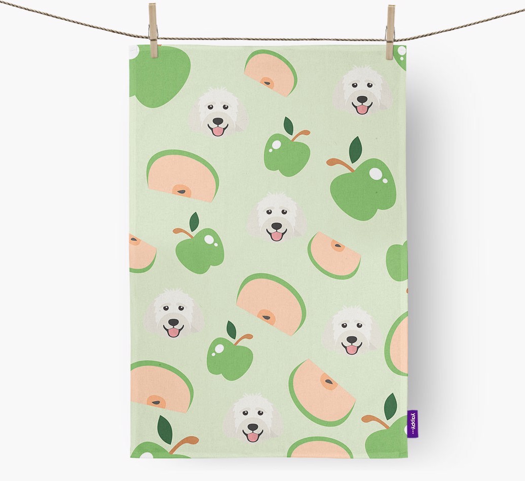 'Fruit Pattern' - Personalised {breedFullName} Tea Towel
