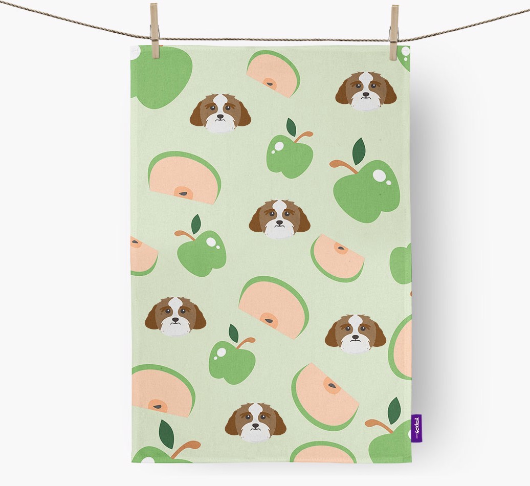 'Fruit Pattern' - Personalised {breedFullName} Tea Towel