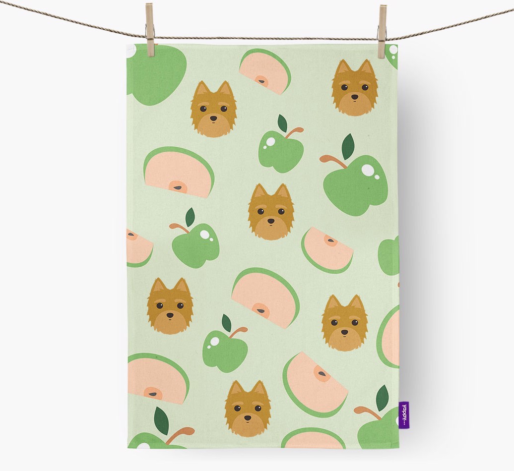 'Fruit Pattern' - Personalised {breedFullName} Tea Towel