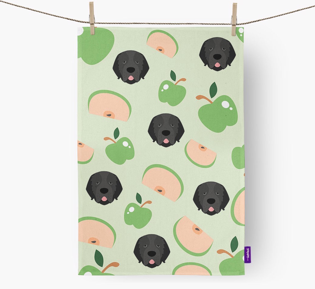 'Fruit Pattern' - Personalised {breedFullName} Tea Towel