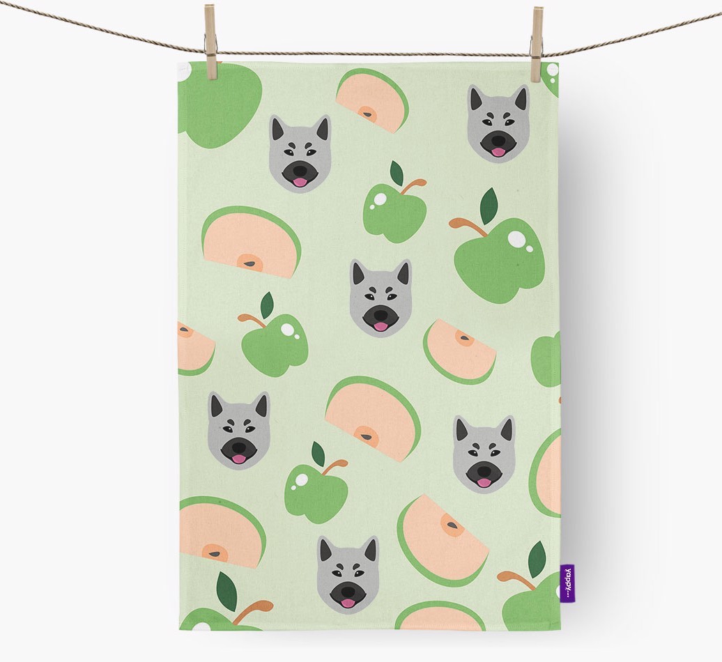'Fruit Pattern' - Personalised {breedFullName} Tea Towel