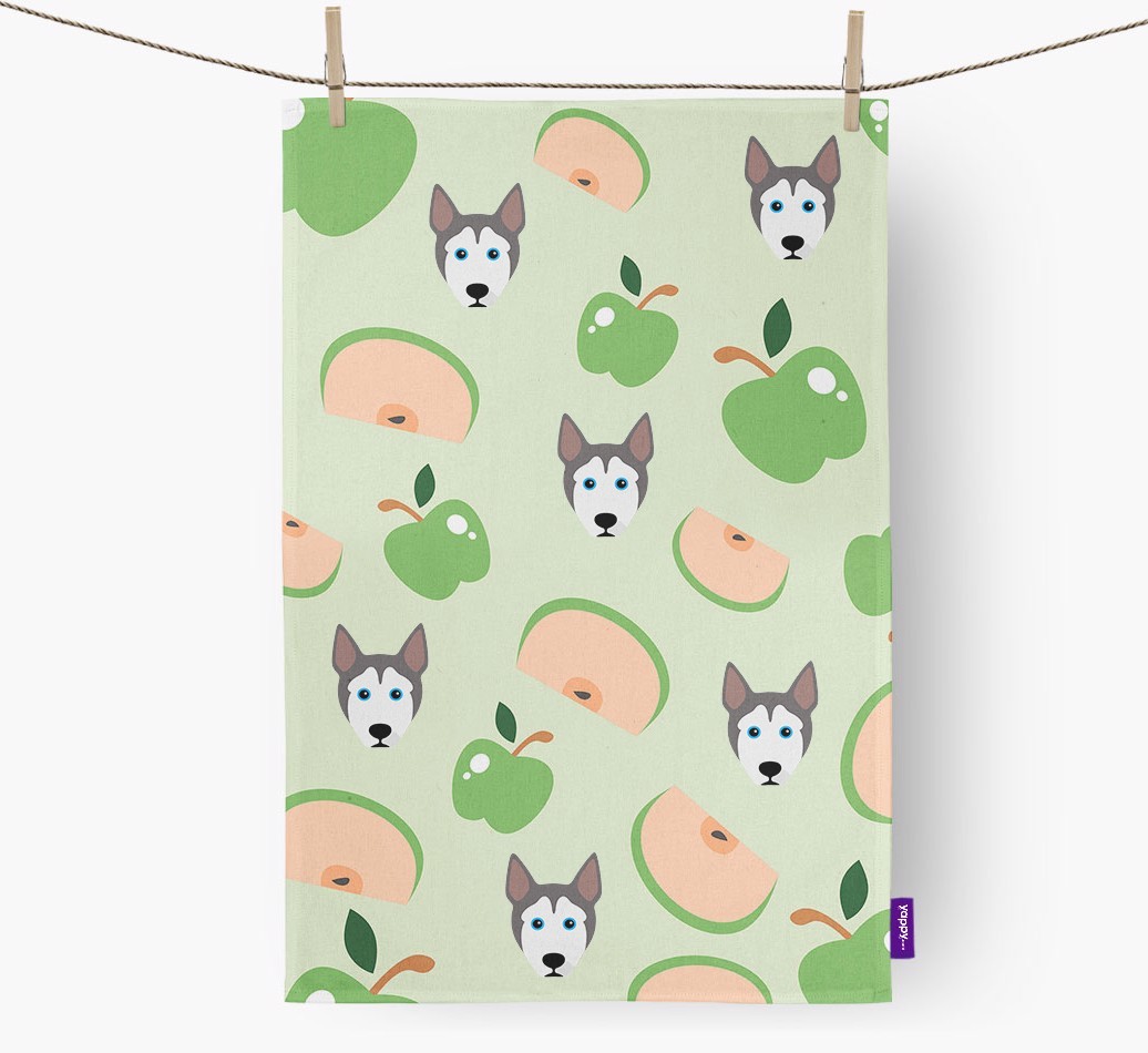 'Fruit Pattern' - Personalised {breedFullName} Tea Towel